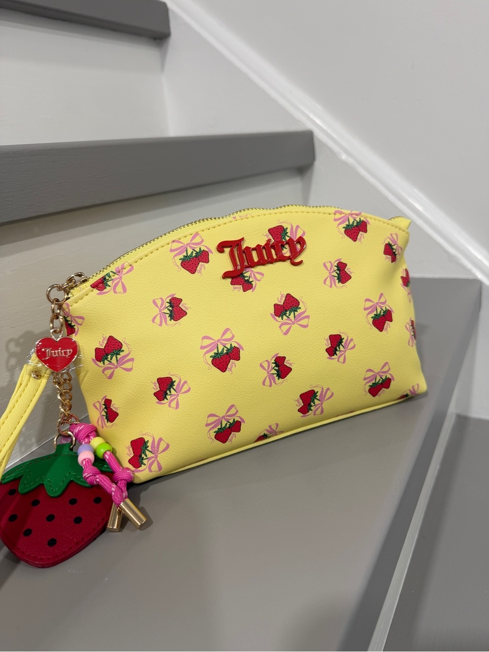 Juicy Couture Yellow Strawberry Print Wristlet